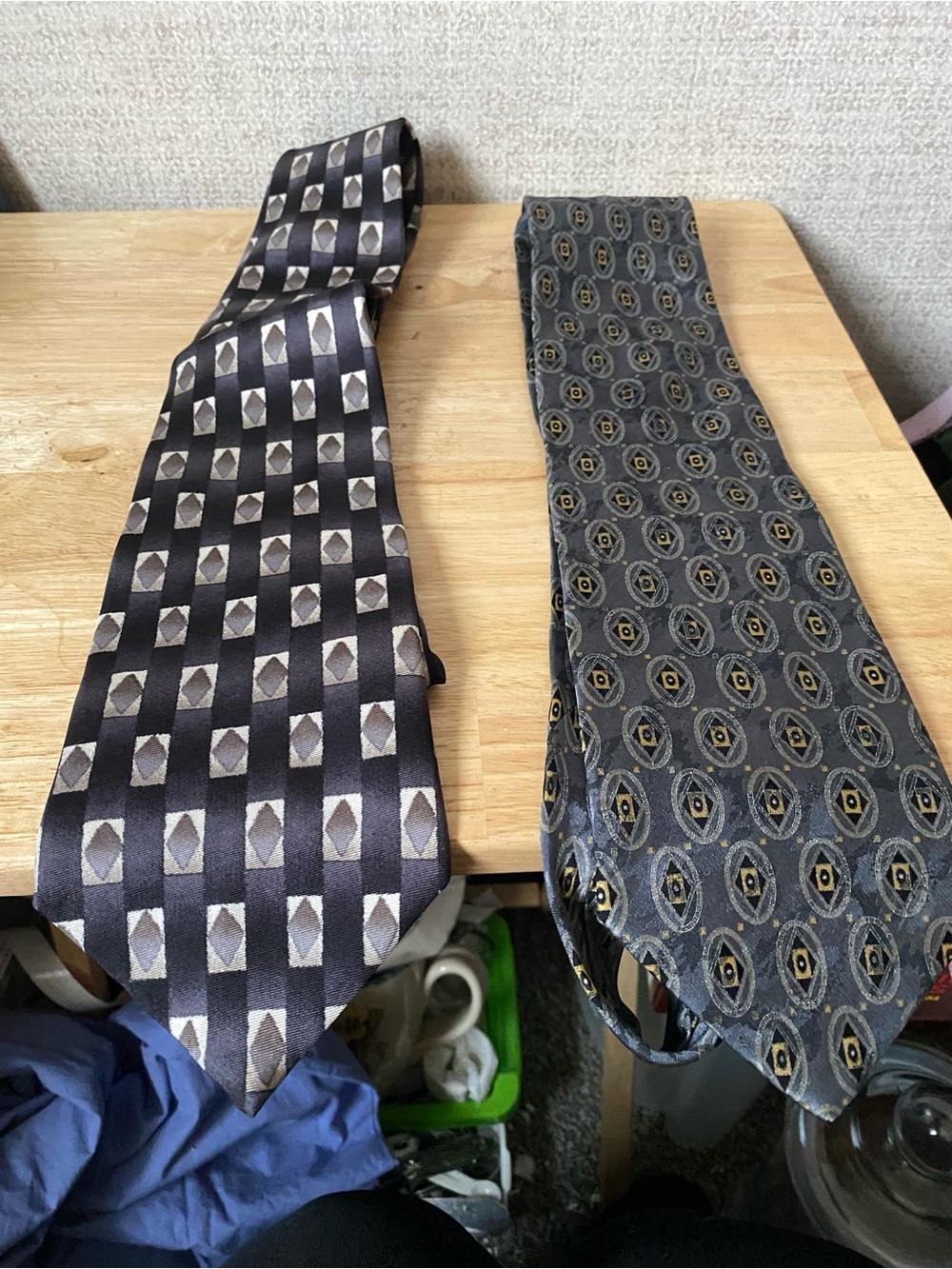 Stafford Men's Black and Gray Patterned Ties - Set of 2